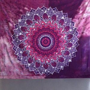 Beautiful purple, pink and white tapestry.